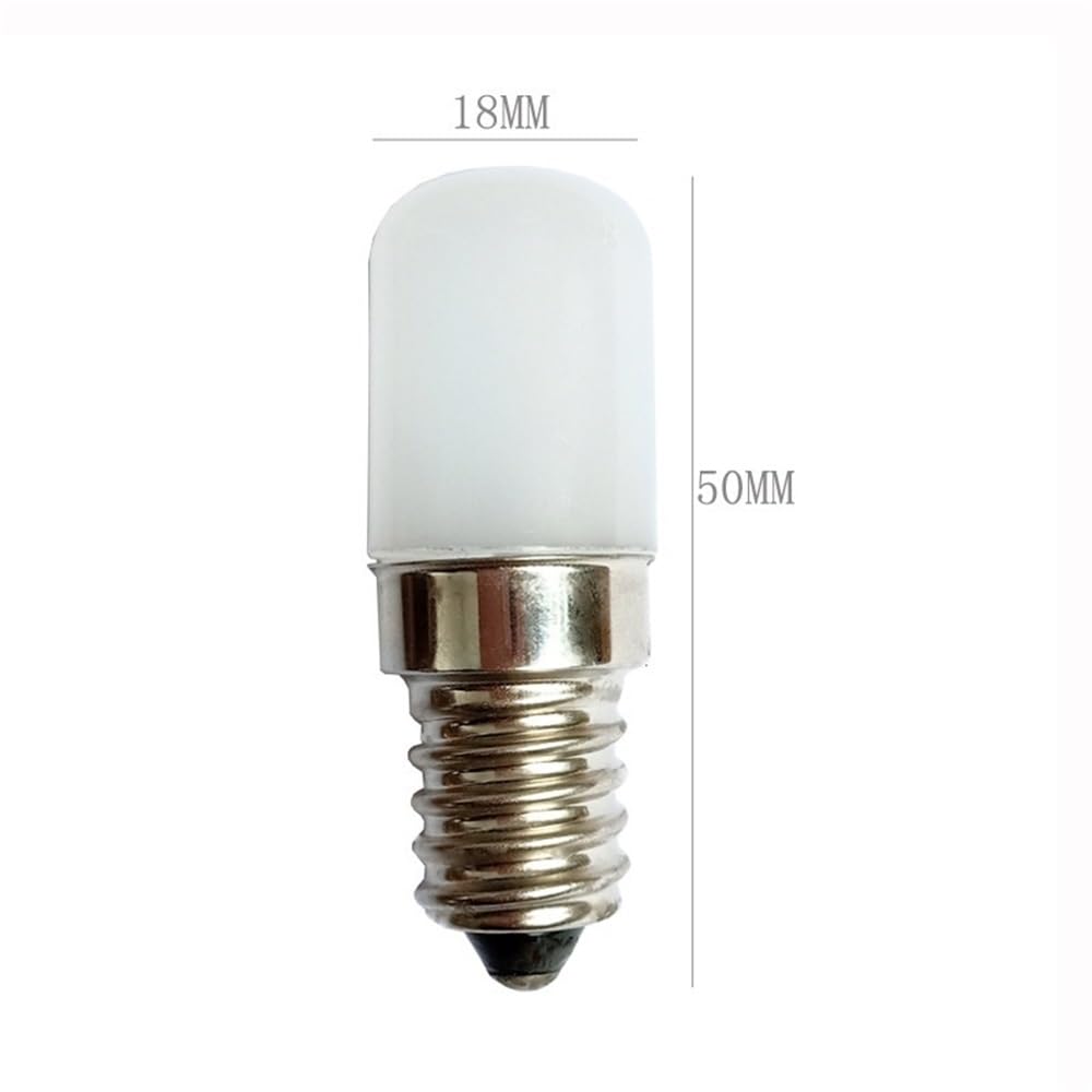 Lanshui Bombillas LED, Paquete de 50 bombillas LED pequeñas CA 100-250 V T18S E12/E14 2 W Pantalla de plástico Luz de refrigerador(Warm White 3000K,E14 100-250V)