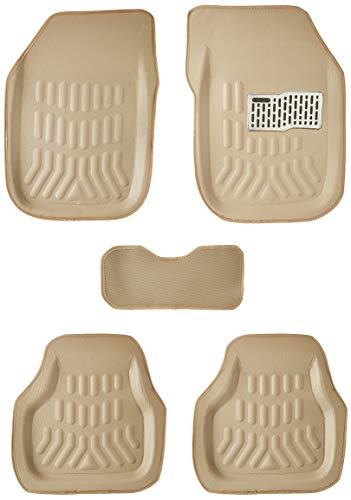 Image of KINGSWAY Accessories Premium 3D Car Floor Mats Only Compatible with Maruti Suzuki Alto Year 2000 to 2012 All Model, Set of 3, 100% Waterproof Tray Shape PVC 3D Car Foot Mats Anti-Slip Car Mat, Beige