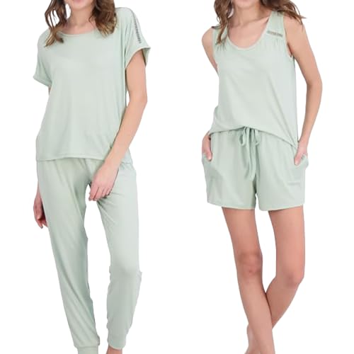 Image of Lucky Brand Women's Pajama Set - 4 Piece Sleep Shirt, Tank Top, Pajama Pants, Lounge Shorts (S-XL)