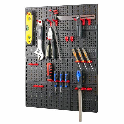 KCT 2 Pcs Wall Mount Tool Pegboard Storage Organiser Shelves Hangers Hook Panels