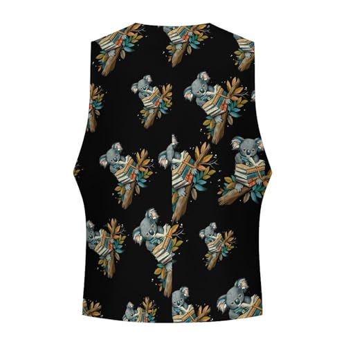 Koala Bear And Books Novelty Men's Suit Vest Funny Formal Dress Vests Business Waistcoat4