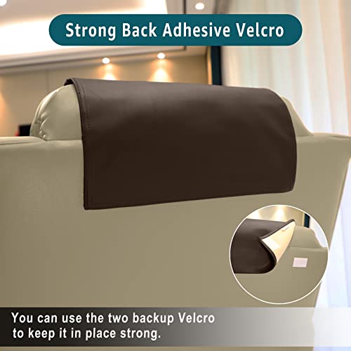 Amazecov Premium Headrest Cover For Recliner Chair, Flame Retardant Faux Leather Recliner Headrest Protector, Wear Resistant Recliner Headrest Cover For Office Chair Theater Seat, 16W*27L, Chocolate #TOP1