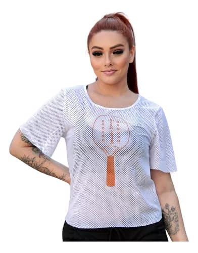 Camiseta Feminina Saca e Corre Para Beach Tennis Branca (BR, Alfa, G, Regular, Branco)