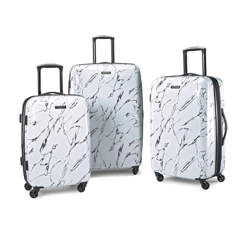 Image of American Tourister Moonlight Hardside Expandable Luggage with Spinner Wheels, Marble, 3-Piece Set (21 /24 /28)