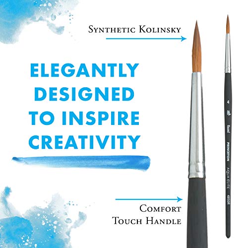 princeton aqua elite series 4850 synthetic kolinsky watercolor paint brushround 4