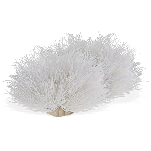 Image of 2pcs Aquarium Plants Decorations Artificial Fish Tank Plants Fish Tank Decorations Plastic Fishes Tanks Accessories Small Large Aquarium Decoration Plastic Artificial Plant(White)