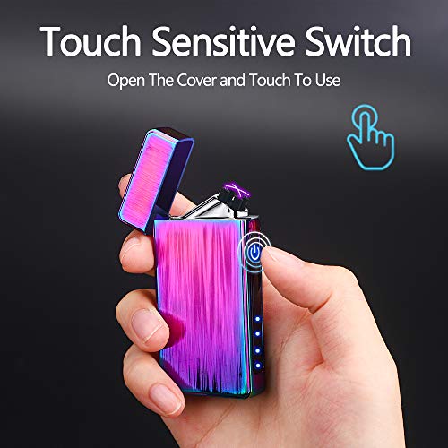 XIMU Elektrische Aansteker, Plasma Aansteker USB oplaadbare Dubbele Boog Aanraakbediening Draagbaar met Batterijweergave… - Image 4