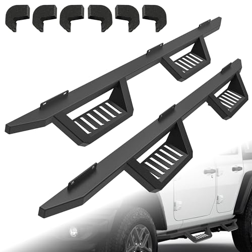 TIEZFUL Running Boards Compatible with Wrangler JL - 5.3 Inches Drop Down Side Steps Fits for 2018-2025 Jeep Wrangler JL 4 Doors Stripe Anti-Slip Off-Road Heavy Duty Carbon Steel Side Rail Step Bars