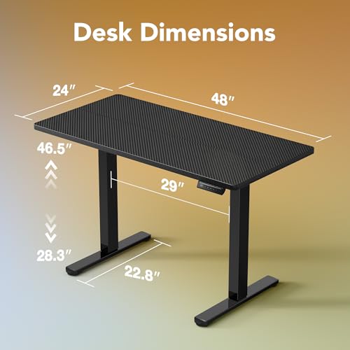 Image of HUANUO Electric Standing Desk, 48 inch x 24 inch Height Adjustable Desk, 4 Memory Height Settings, Sit to Stand Up Desk for Home Office, with Headphone Hook, Cable Manager, Walnut