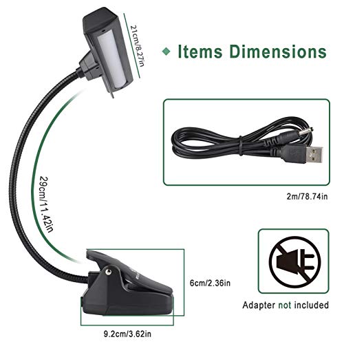 Music Stand Lights, Piano Light, Clip on Light, GLORIOUS-LITE 14 LED 2 Levels of Brightness Bed Light, Battery Operated Book Reading Light for Piano, Travel, Desk and Bed Headboard(NOT Rechargeable)