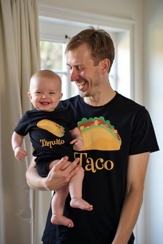 Fathers Day Taco Taquito Dad and Baby Shirts Funny Daddy and Son Matching Outfit3