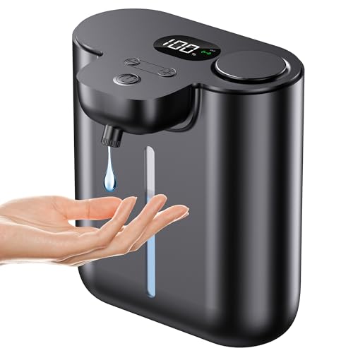 Automatic Soap Dispenser Touchless, Liquid Hand Soap Dispenser, 1200mAh Rechargeable, 9-Level Adjustable, 16.9oz/500ml Wall Mount for Bathroom Kitchen Office Dish Soap Kitchen, Bathroom,Black