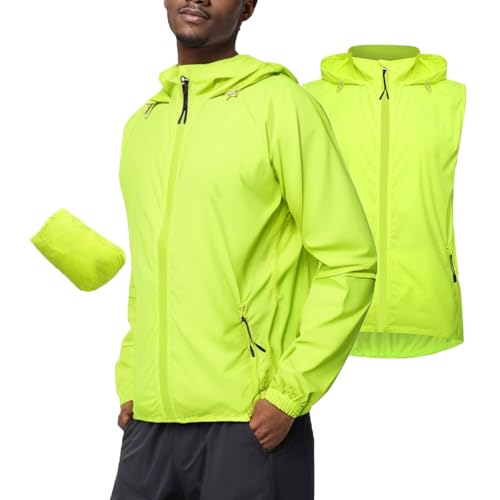 Chaqueta rompeviento para ciclismo hombre verde miniatura 1