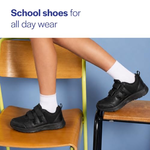 Image of FAUSTO Unisex School Uniform Shoes|Boys & Girls Non Lacing Breathable School Shoes|Hook and Loop Adjustable Fasteners School Shoes for Kids