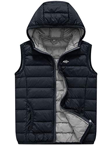 Wantdo Boy's Packable Puffer Down Vest Spring Coats Body Warmer Dark Grey 14/16