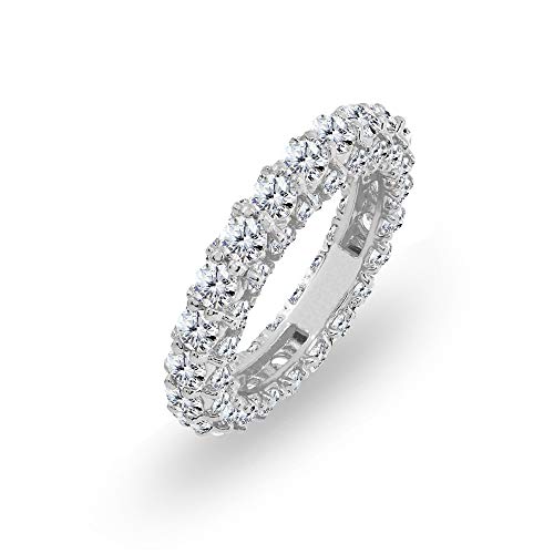 Sterling Silver Cubic Zirconia Round Stackable Anniversary Eternity Band Ring, Size 7