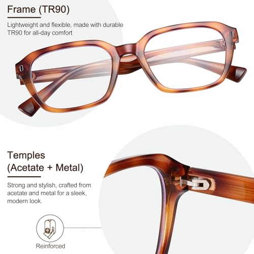 Image of Dollger Blue Light Glasses Men Vintage Thick-Framed Rectangle Non-Prescription, For Computer,Gaming, Phone Use