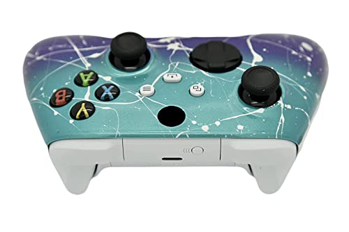 Image of Hand Airbrushed Fade Custom Controller Compatible with Series X /S & One (Series X /S Purple & Teal White Drip)