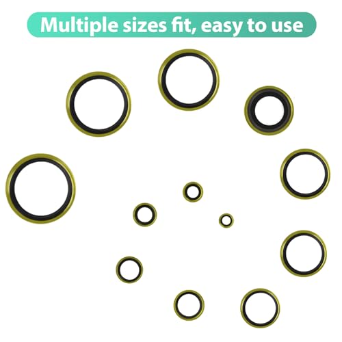 Xbvv 0378 378 Pcs Nbr Metal Bonded Sealing Washer Assortment Kit M6 M8 M10 M12 M14 M16 M18 M20 M22 M24 M27 M30 Automotive Self-Centred Seal Gasket Repair Set thumb #7