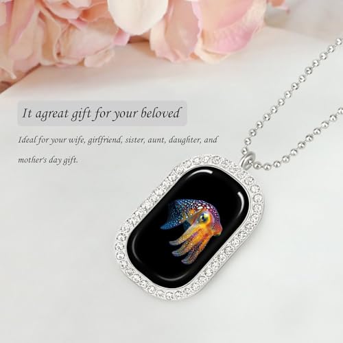 Cuttlefish Glowing Squid Beautiful Pendant Necklace Jewelry with Diamond Necklaces for Women3