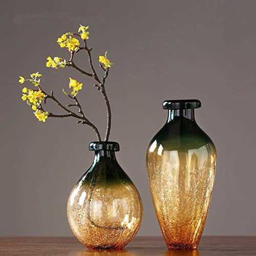 Kleurrijke Gebarsten Glazen Vaas Thuis Woonkamer Eetkamer Tv Kast Veranda Aanrecht Vaas Gedroogde Bloem Simulatie Bloem Decoratie Vaas 40.5x19.5x10 Cm, 29.5x21x8 Cm, 2 Stks - Afbeelding 5