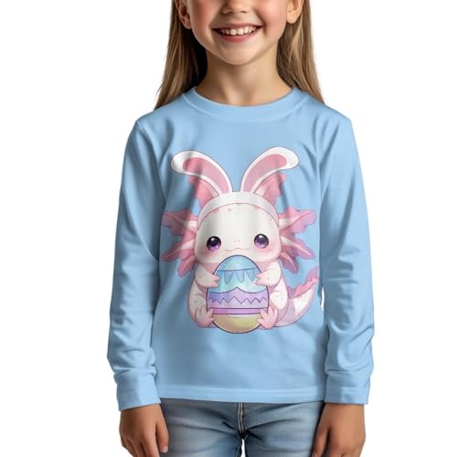 Image of Girls Long Sleeve Shirt with Cute Graphic Casual Pullover Tops 3-16Y