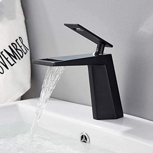 Robinet de lavabo cascade noir mitigeur en laiton pour salle de bain