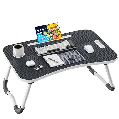 Frpufi Folding Lap Desk, 23.6 Inch Wood Laptop Bed Desk...