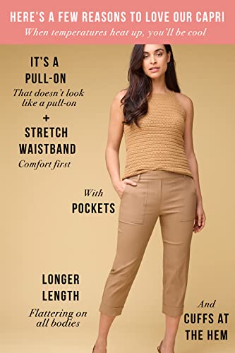 Rekucci Women’s EcoCosy Pull-On Cargo Crop Pants – Mid-Rise Stretch Fit with Pockets & Cuffed Hem for Daily Comfort4