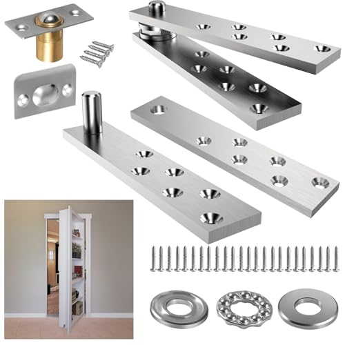 Hidden Door Hinge Pivot Hardware 360 Degree Rotation Murphy Bookcase, Heavy Duty Hinge Kit for Max 300 lbs, Secret Door Hinges (Silver) Hidden Door Hinge Pivot Hardware 360 Degree Rotation Murphy Bookcase, Heavy Duty Hinge Kit for Max 300 lbs, Secret Door Hinges (Silver)