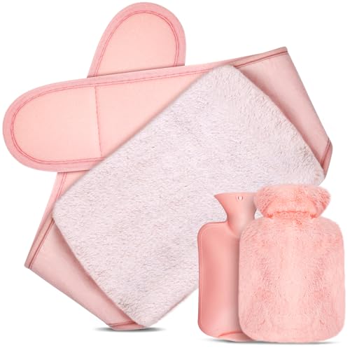 Gucass Wärmflaschengürtel, 3 In 1 Wärmflasche Gürtel, 1L Gummi Wärmflaschen mit Weichem Taillenbezug, Hot Water Bottle Belt Wärmegürtel für...