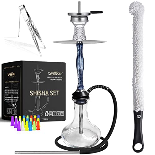 DFESKAH Shisha Set Edelstahl - Hookah Komplettset 60cm Wasserpfeife | Epoxidharz Rauchsäule | Silikonschlauch…
