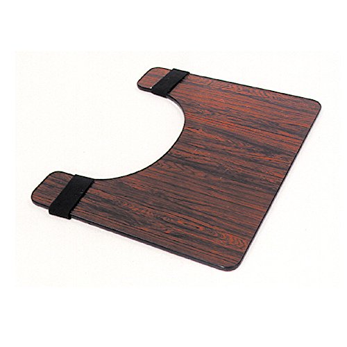 Essential Medical Supply, Deluxe Rosewood Tray with Raised Lip and Straps for Wheelchairs and Home Chairs, Brown,