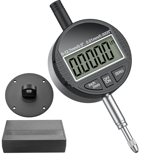 Image of HDLNKAK Digital Dial Indicator Gauge 0.5 inch /12.7mm,Resolution:0.0005'' /0.01mm | Electronic Digital Dial Indicator with Inch /Metric Conversion, LCD Display for Lathe, 3D Printing, Workshop, CNC, Table Saw