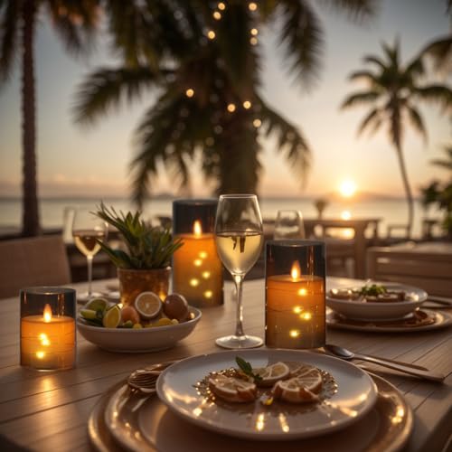 Image of Wondise Flameless Flickering Candles with Embedded Star String Lights, Battery Operated with Moving Wick Acrylic LED Candles with Remote for Home, Wedding, Halloween, Christmas Decor