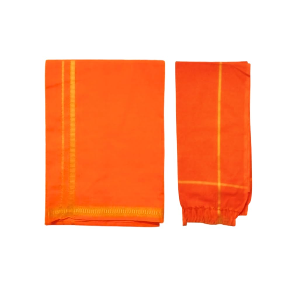 Grosoo Mens Cotton Color Dhoti |Multicolor| Single Dhoti with Towel (Pack of 1)| Lungi| Vesti| Kaili| Pancha| Pooja/Temple Wear| Combo – 2.0 Mtrs-image-15