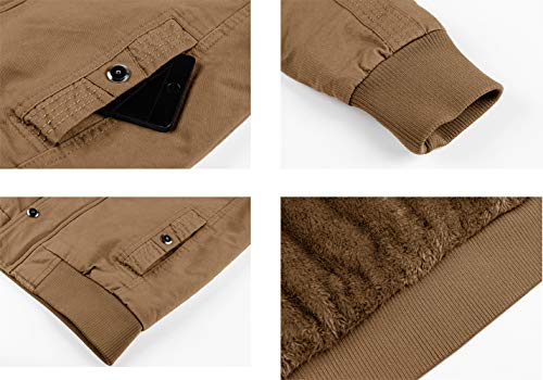 Kefitevd Winterjas, voor heren, legerjas, gevoerd pilotenjack, warm overgangsjack met fleece aan de binnenkant, US veldjack, retro bomberjack, effen kleur - Image 7