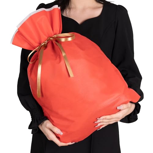 ラッピング プレゼント 袋 ギフトバッグ 【Poco'ce掲載・ふんわり不織布·リボン付き·3サイズ×5色展開】 ラッピング 袋 小 大 特大 ギフト袋 贈り物 人気 おしゃれ 収納 お祝い 記念日 結婚式 母の日 父の日 誕生日 バレンタイン クリスマス