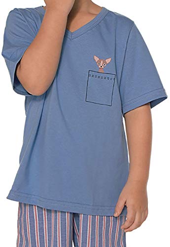 Pijama Curto Infantl Kid Dog DeMillus 220505 Azul Céu Tamanho:12 Anos
