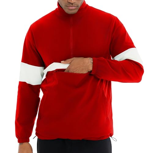 EDITCOZY Men's Lightweight Quarter Zip Pullover Casual Windbreaker for Running Golf Jackets with 3 Pockets3