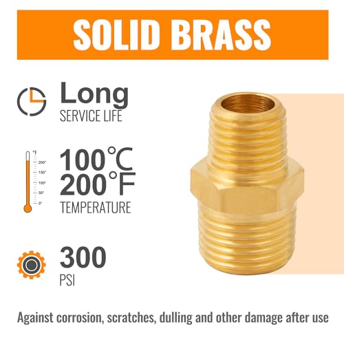 1/8 NPT Male X 1/4 NPT Female Brass Pipe Fitting Hex Reducer Adaptor, 4pcs - View #12