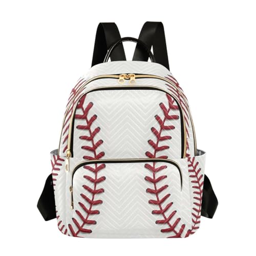 ALAZA Baseball Red Lace Women Backpack Purse Ladies Fashion Shoulder Bag Daypack Travel Bag 7.5L