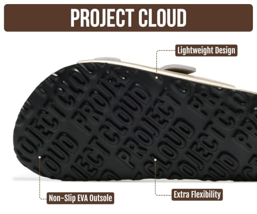 Image of Project Cloud Kids Sandals 100% Genuine Leather - Natural Cork Footbed Non-Slip Slides for Kids - Lightweight Boys & Girls Sandals - Water-Resistant Girls & Boys Sandals