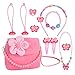 Kinder Schmuck Set, Kinderschmuck Kleine, Mädchen Schmuck 3 Jahre, Mädchen Süße Plüsch Handtasche Halskette Armband Ohrringe Ring Haarspangen Haarbänder Set Prinzessin Schmucksets für Kinder Geschenk