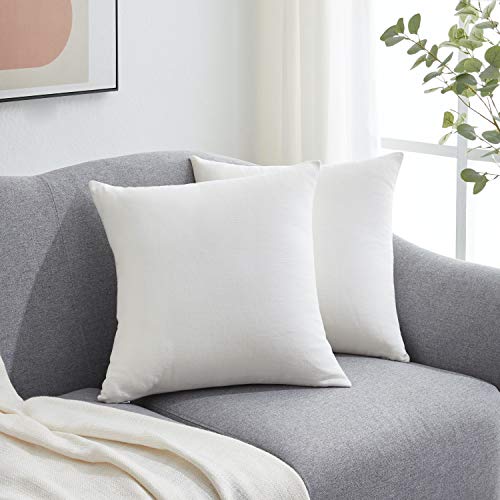 100% Pure Linen Throw Piillow Covers - Decorative Pillow Covers , Farmhouse Pillow Covers , Accent Pillow Covers, Square Pillow Covers, 18" X 18", Set of 2, Off White - by LEJADE & LAPERLE