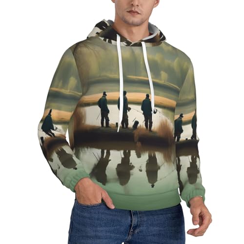 Sweat à capuche homme imprimé pêcheurs EdWal avec grande poche kangourou