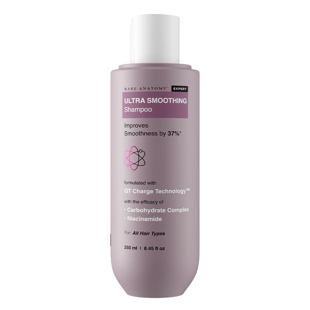 Bare Anatomy Ultra Smoothing Shampoo for Dry and Frizzy Hair | Restores Smoothing & Texture by 37% | Powered By Carbohydrate Complex & Niacinamide | SLS & Paraben Free | Vegan | For Men & Women -250ml Bare Anatomy Ultra Smoothing Shampoo for Dry and Frizzy Hair | Restores Smoothing & Texture by 37% | Powered By Carbohydrate Complex & Niacinamide | SLS & Paraben Free | Vegan | For Men & Women -250ml