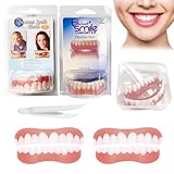 2 Satz Denture Silicone Reline Kit,Prothesen Unterfütterung Silikon Gebiss, Sitz Konturen Ihres Zahnfleisches, aufsteckbares weiches Zahnersatz-Unterfütterungsset für Ober- und Unterkieferprothesen