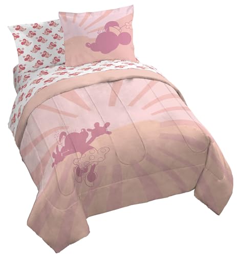 Image of Disney Minnie Mouse Queen Comforter Set 7 Piece Bedding for Girls, Pink | Bed in a Bag, Comforter Sheets Shams Pillowcases, Official Product, Soft Microfiber, Machine Washable, Girls Gift