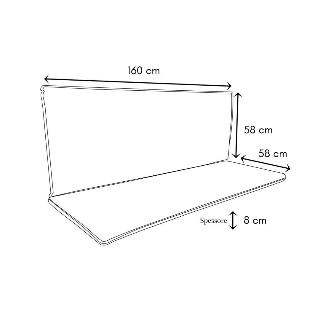 Il Tuo Artigiano Design Cuscino per Dondolo da Giardino Zanzibar - 160x116x8 cm - Cuscino Unico Sfoderabile - Made in Italy